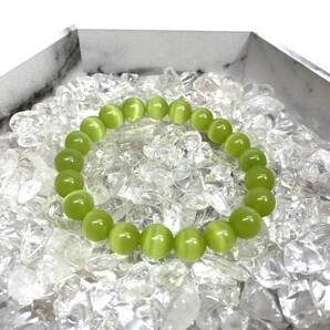 キャッツアイ(ライムグリーン) パワーストーン ブレスレット 10mm (シンプル) 数珠ブレス メンズ・レディース 男性 女性 幸運 開運 浄化