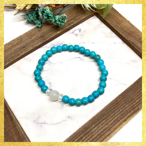 【SALE・送料無料・即決】ムーンストーン&ターコイズ ブレスレット パワーストーン 8mm×6mm / メンズ レディース 男性 女性 お守り
