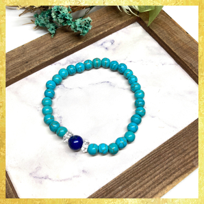 【SALE・送料無料・即決】ラピスラズリ&ターコイズ ブレスレット パワーストーン 8mm×6mm / メンズ レディース 男性 女性 お守り