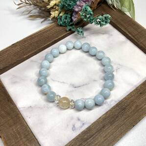 アクアマリン&ルチルクォーツ ブレスレット パワーストーン レディース 女性 金運 仕事運 開運 天然石ブレス