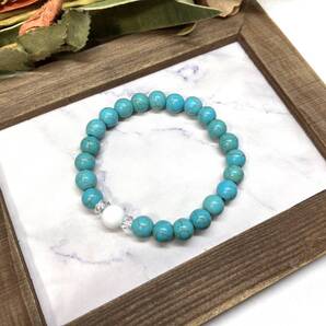 ホワイトオニキス&ターコイズ ブレスレット パワーストーン レディース 女性 金運 恋愛 開運 数珠ブレス お守り