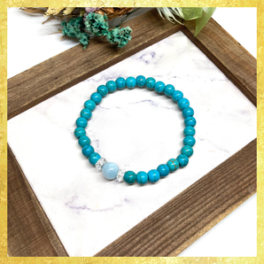 【SALE・送料無料・即決】アクアマリン&ターコイズ ブレスレット パワーストーン 8mm×6mm / メンズ レディース 男性 女性 お守り