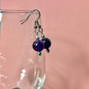 アメジスト ピアス 一粒フックピアス 10mm (シルバー) イヤリング、樹脂フック変更可 樹脂ピアス シンプル パワーストーン 天然石