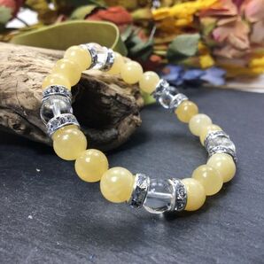 アラゴナイト&水晶 パワーストーン ブレスレット 天然石ブレス (シルバー) 幸運 癒し リラックス 恋愛運 効果 レディース 通販