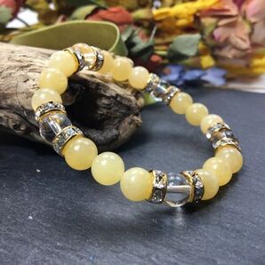 アラゴナイト&水晶 パワーストーン ブレスレット 天然石ブレス (ゴールド) 幸運 癒し リラックス 恋愛運 効果 レディース 通販