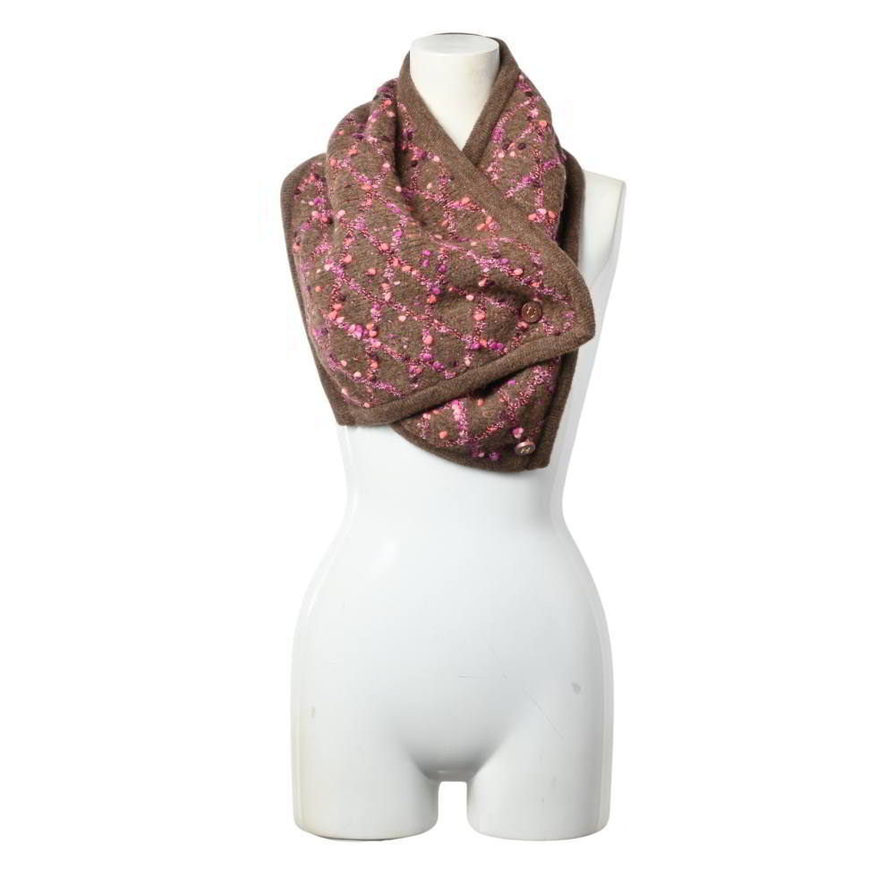 美品 CHANEL P18051 ココマークボタン ネックウォーマー - ブラウ