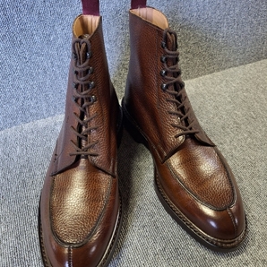 激レア 一回使用 別注 クロケットアンドジョーンズ製 シボ革 リッジウェイソール ラバー ブラウン レースアップ ブーツ