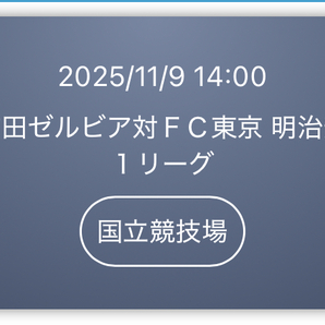 【2枚】11/9(日) J1 町田ゼルビア 対 FC東京 国立競技場 自由席バック上層 QRチケット
