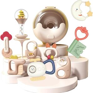 増量版9個入り 歯固め ラトルがらがら 赤ちゃんおもちゃ0歳~指先遊び 多機能 ガラガラシリコン 知育玩具 男の子女の子 収納ボックス付き