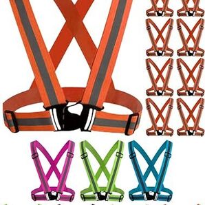 安全ベスト (10枚セット) オレンジ 反射ベスト 蛍光 タスキ チョッキ ランニング 作業 トラチョッキ 自転車 警備用品