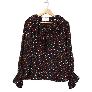 Yves Saint Laurent rivegauche YvesSaintLaurent rivegauche (YSL) блузка рубашка с длинным рукавом размер 36 S - черный и мульти Женский красивый топ