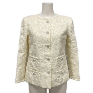 シャネル CHANEL サイズ38 M P62641 ポリエステル、コットン 白 レディース ノーカラー/フラワー/レース ジャケット