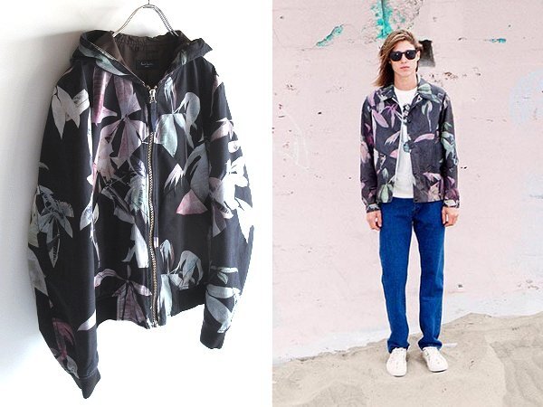 Paul Smith JEANS Paul Smith джинсы хлопок "губа" Stop leaf рисунок жакет Zip Parker капот блузон L черный чёрный 