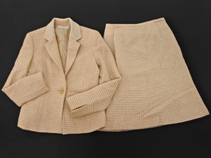 ELLE ELLE шерстяной смеси все-поверх узорчатый набор пиджак юбка костюм размер 36/белый х бежевый ◇■ ☆ fka4 Дамы