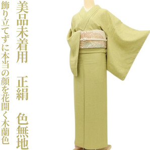 【ゆめsaku】美品未着用 正絹 着物“飾り立てずに本当の顔を花開く木蘭色”色無地 U-65
