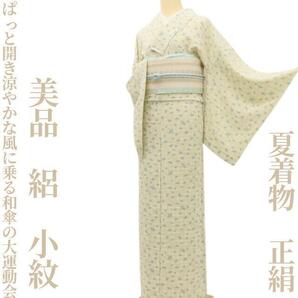 【ゆめsaku】美品 夏着物 正絹 絽“ぱっ!と開き、涼やかな風に乗る和傘の大運動会♪”小紋 I-60
