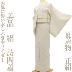 【ゆめsaku】美品 夏着物 正絹 絽“涼風に舞い、水しぶきやサイダー..想像を生む水玉”訪問着 D-7