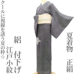 【ゆめsaku】江戸小紋 夏着物 正絹 絽“クールに視線を誘う夏の粋☆”付下げ T-6