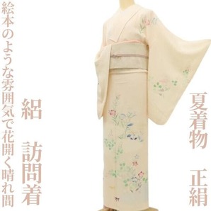 【ゆめsaku】夏着物 正絹 絽“絵本のような雰囲気で花開く晴れ間”訪問着 U-98