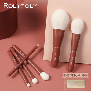 プロのメイクツール 持ち運び便利 超柔らかい赤 メイクブラシセット 6本