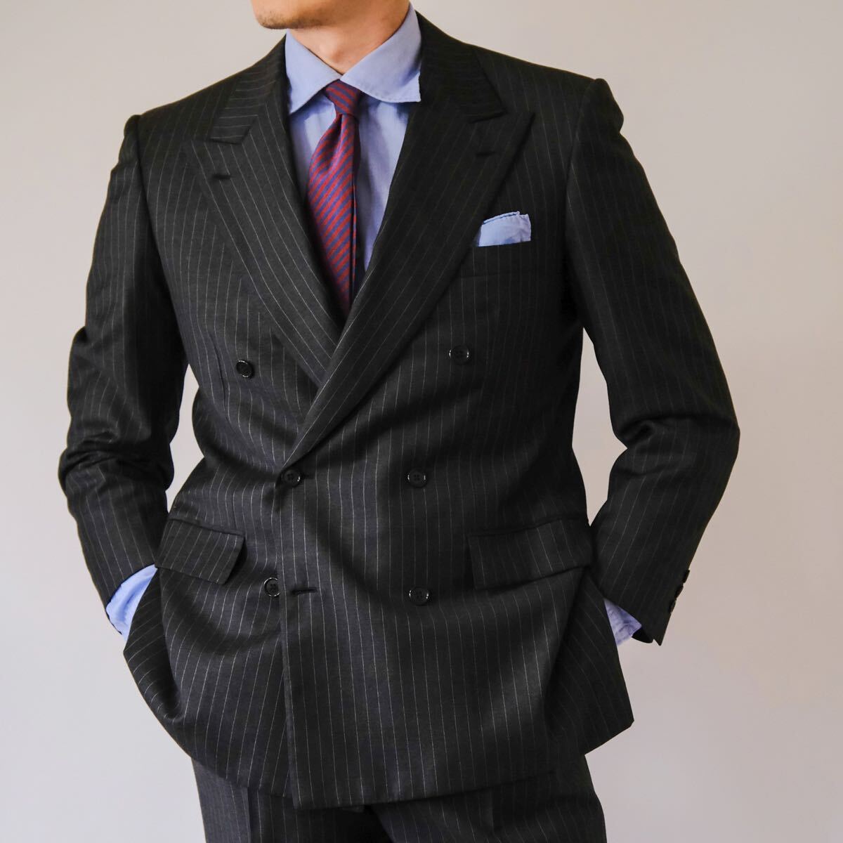 119万◆ブリオーニ【頂点 Super180's】紺グレー ストライプ◆スーツ◆ 01to510-11201-01.jpg
