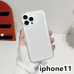 iphone11ケース カーバー TPU 可愛い 透明 波型花 お洒落 軽量 ケース 耐衝撃高品質ホワイト460