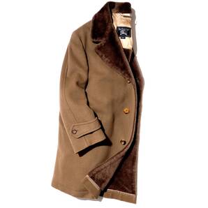 国宝級!!! 「バーバリー/Burberrys プローサム」泣く子も黙る!!!トロトロの総裏リアルムートン毛皮仕立て◎最高級チェスターコート L程