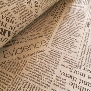 140cm◆ニュースペーパー*新聞紙柄*ブラウン系◆コットンリネン*綿麻