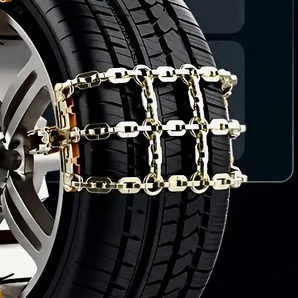タイヤチェーン 緊急脱出用 ラチェット式簡単取り付け 普通車/SUV/小中型トラック アルミ/スチールホイル兼用 2本セット 225~285mm 幅対応