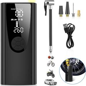 耐久性抜群 2023新登場!最大圧力150PSI 自動停止機能付き電動空気入れ
