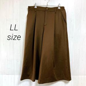 ㈱スクロール 裏起毛ワイドガウチョパンツ ブラウン LL ゆったり 0009E9