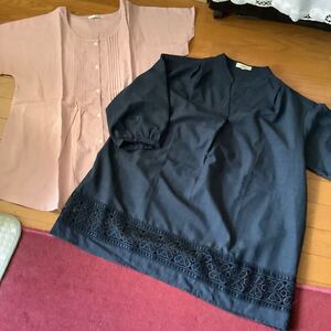 Футболка с короткими рукавами Женская блузка, размер 3L, не использовалась, 600 йен за доставку.