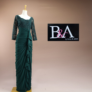 Новинка Betsy and Adam 8P/11, темно-зеленый, кружево, оборки, рукава 7'', длинное вечернее платье, свадьба, концерт, цветок 29E0303