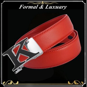 ベルト j53【赤】折りたたみ発送 レッド 穴なし 無段階調整ベルト ゴルフベルト 人気 オートロック メンズ 革 ビジネス カジュアル