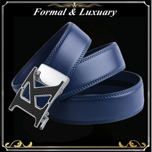 ベルト j53【紺】ネイビー 穴なし 無段階調整ベルト ゴルフベルト 人気 オートロック メンズ 革 ジーンズ ビジネス カジュアル