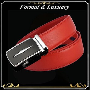 ベルト j57【赤】折りたたみ発送 レッド 穴なし 無段階調整ベルト ゴルフベルト 人気 オートロック メンズ 革 ビジネス カジュアル