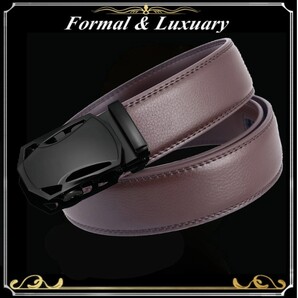 ベルト j58【茶】折りたたみ発送 ダーク 穴なし 無段階調整ベルト ゴルフベルト 人気 オートロック メンズ 革 ビジネス カジュアル