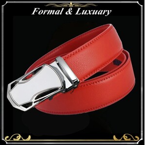 ベルト j59【赤】折りたたみ発送 レッド 穴なし 無段階調整ベルト ゴルフベルト 人気 オートロック メンズ 革 ビジネス カジュアル