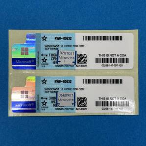 Windows11 Home プロダクトキー coaシール OEM 日本語版 2枚セット 青