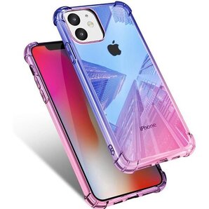 iPhone 11 用 ケース クリア 耐衝撃 薄型 付き スリム ブルー/ピンク MJJ-1044-11-4 70