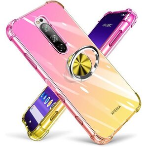 Galaxy A51 5G ケース リング クリア T 防止 人気 携帯カバー ピンク+ゴールド YZ51-43 225