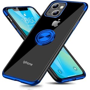 iPhone 13 用 ケース リング付き クリア 透 フォン 13 用 ケース 青 MJJ-1039-16-5 297