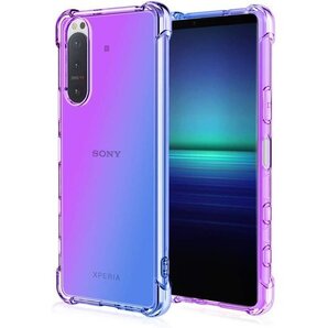 Galaxy S20ケース 耐衝撃 クリア tpu 透 防止 防塵 携帯カバー 紫+青543-S20-01 cp 352