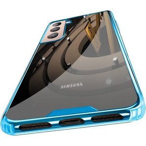 Galaxy S21ケースクリア 耐衝撃 薄型 透明 滑り防止 携帯カバー 青0104-AS21-04-CP 371