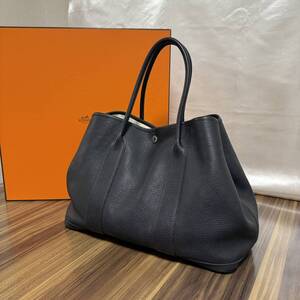 ★美品★HERMES エルメス バッグ ガーデンパーティ PM ネゴンダ ブラック □O刻印 メンズ レディース ユニセックス