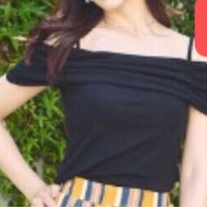 新品 Rumi コラボ オフショル プルオーバー 黒 Lサイズ キャミソール ベアトップ 肩紐取り外し可能 ギャル GAL 肩出しトップス 大人可愛い