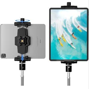 KDD iPadとスマホの三脚マウントアダプタ-、ボ-ルへッド付き、三脚用木ルダ
