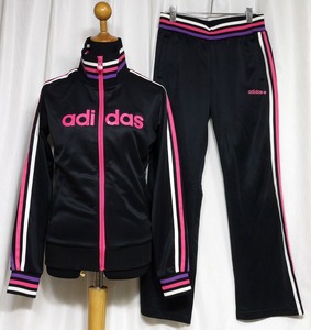☆ Красивый женский спортивный костюм adidas adidas верхний и нижний комплект джерси, черный и розовый, размер M