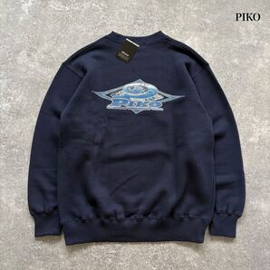 【PIKO】ピコ タグ付き未使用 スウェットトレーナー Y2K アーカイブ 紺 ネイビー サーフカルチャー トライバルロゴ 裏起毛 (M)
