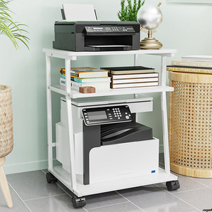 【キャスター付きで移動が簡単、掃除や位置変更もスムーズ】 プリンターラック 3段 耐荷重40kg デスク下収納 多機能 省スペース